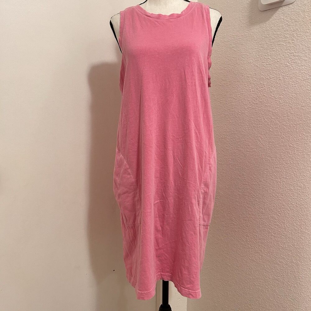Light Wash Pink Sleeveless T-Shirt Tunic Dress Pockets Large 100% Cotton Lounge